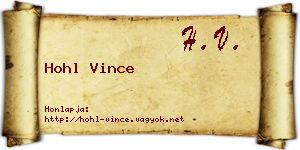 Hohl Vince névjegykártya